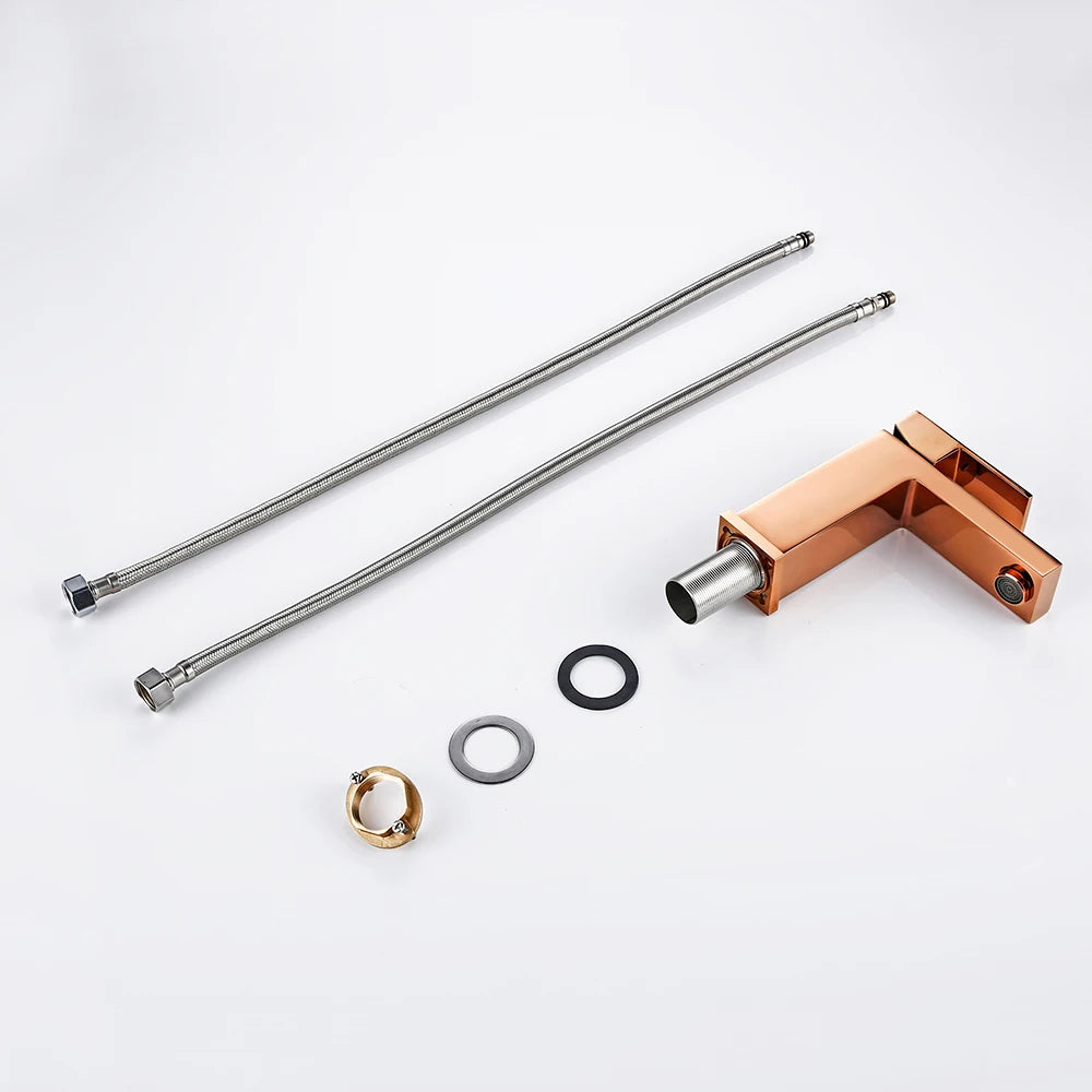Bagnolux Rose Gold Single Hole Deck Mounted Brass A Handle Cold Hot Mixer Sink Tap Basin Water Tapware Bathroom Faucet