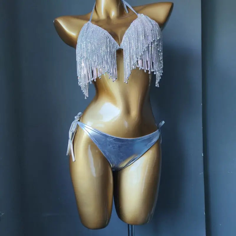 newest 2022 crystal bikini diamond swimwear biquini diamond bikini beachwear popular swim suit  rhinestone swimsuits bikini