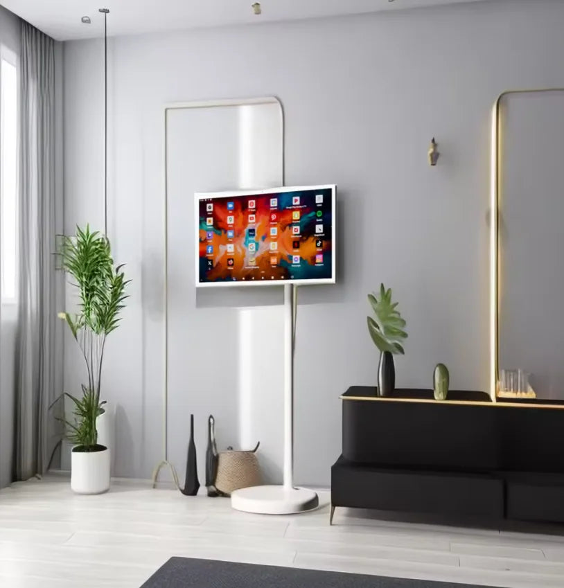 21.5inch Movable Android Television White Mobile Tv With 8MP Camera Portable Flat Screen Tv Indoor Smart Tvs Portable Tv