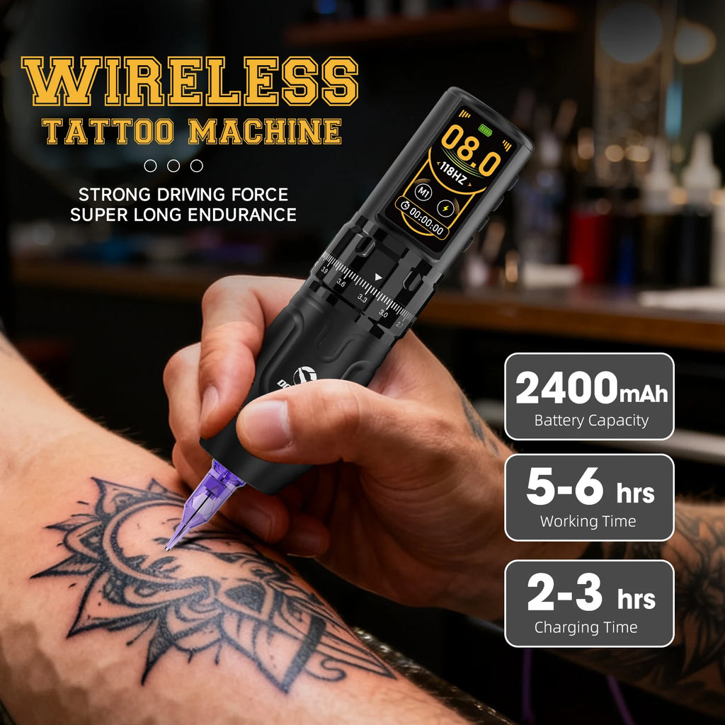 Wireless Tattoo Machine Kit, 1.47" Color Screen, Adjustable Tattoo Pen Kit, Exclusive for Tattoo Studios, Customizable Logo.