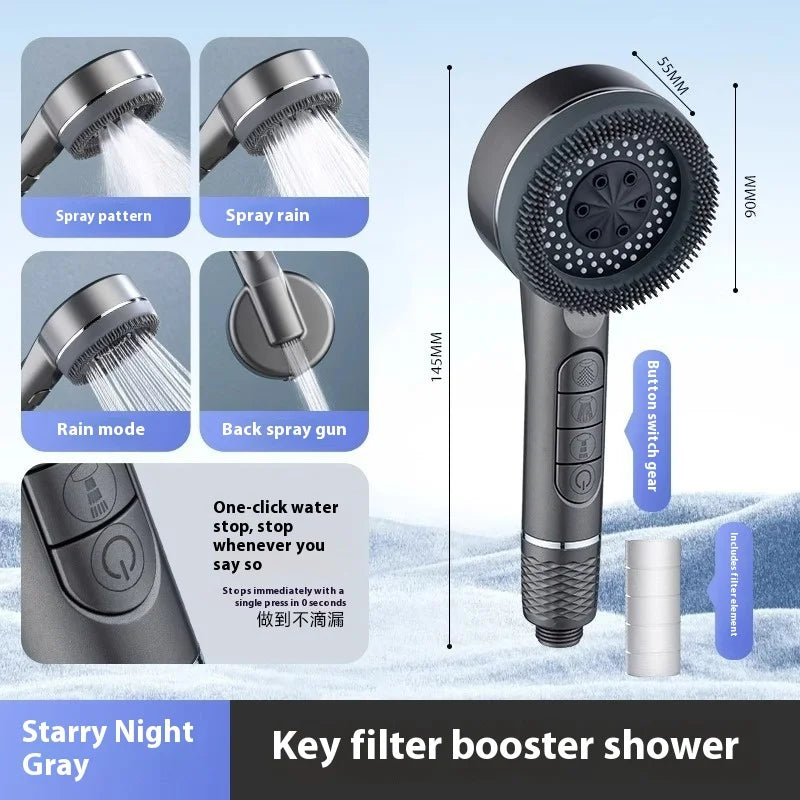 Love Spray Handheld Shower Head with Powerful Booster Cross-Border Brush Bathroom Bath Filter for Kitchen Toilet Gym Use