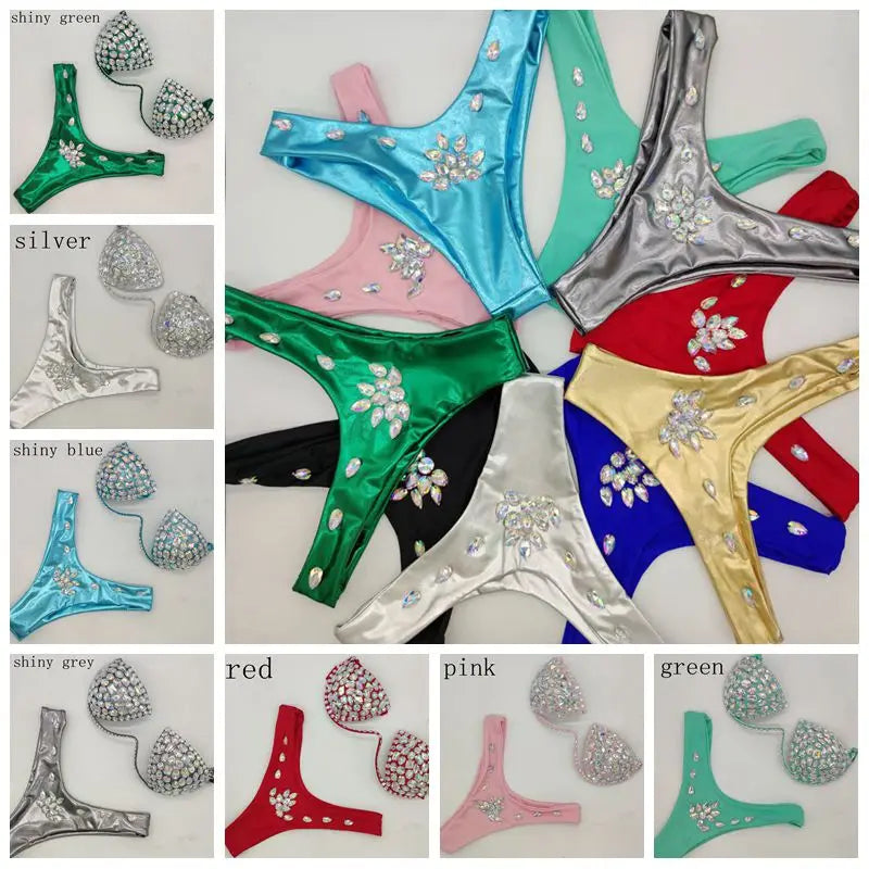 2020 10colors diamond bikini crystal bikini swimwear plus  sizes bikini rhinestone bikini swimsuit sexy  beachwear biquini