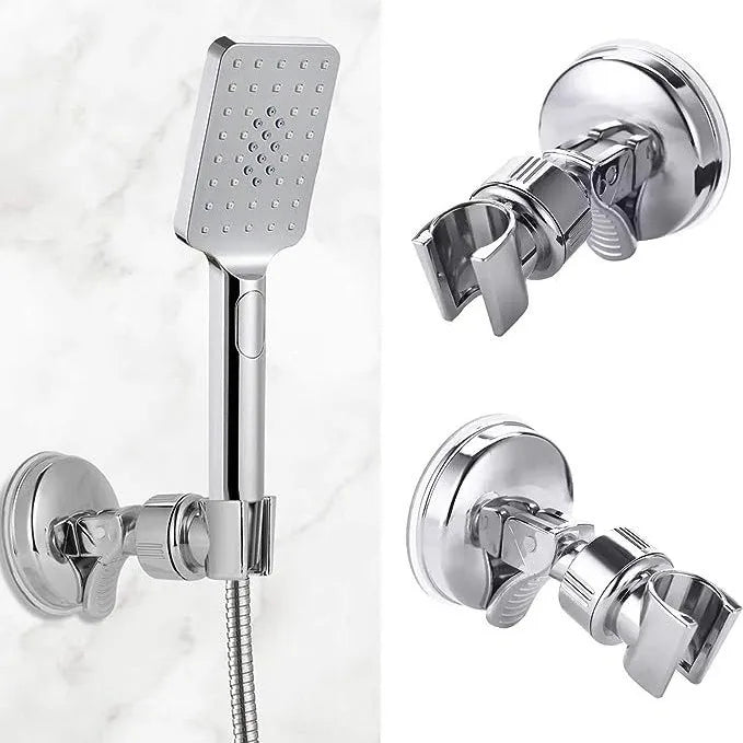 Adjustable Shower Head Holder Removable Suction Cup Shower Head Bracket No Drill Shower Head Bracket Rack with Chrome Accessory