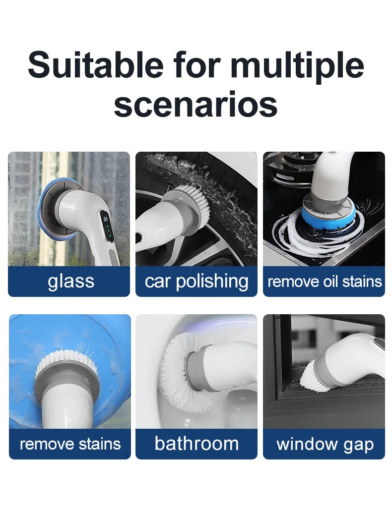 2025 New Cordless Cleaning Brush With Adjustable Extension Arm Waterproof IPX 7 Power Shower Scrubber for Bathroom, Tub,