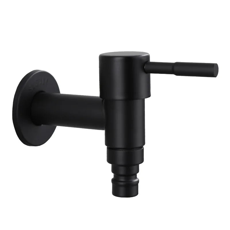 Wall Mounted Faucet Single Cold Sink Tap Black Water Tap for Bathroom Washing Machine Sink Mop Pool