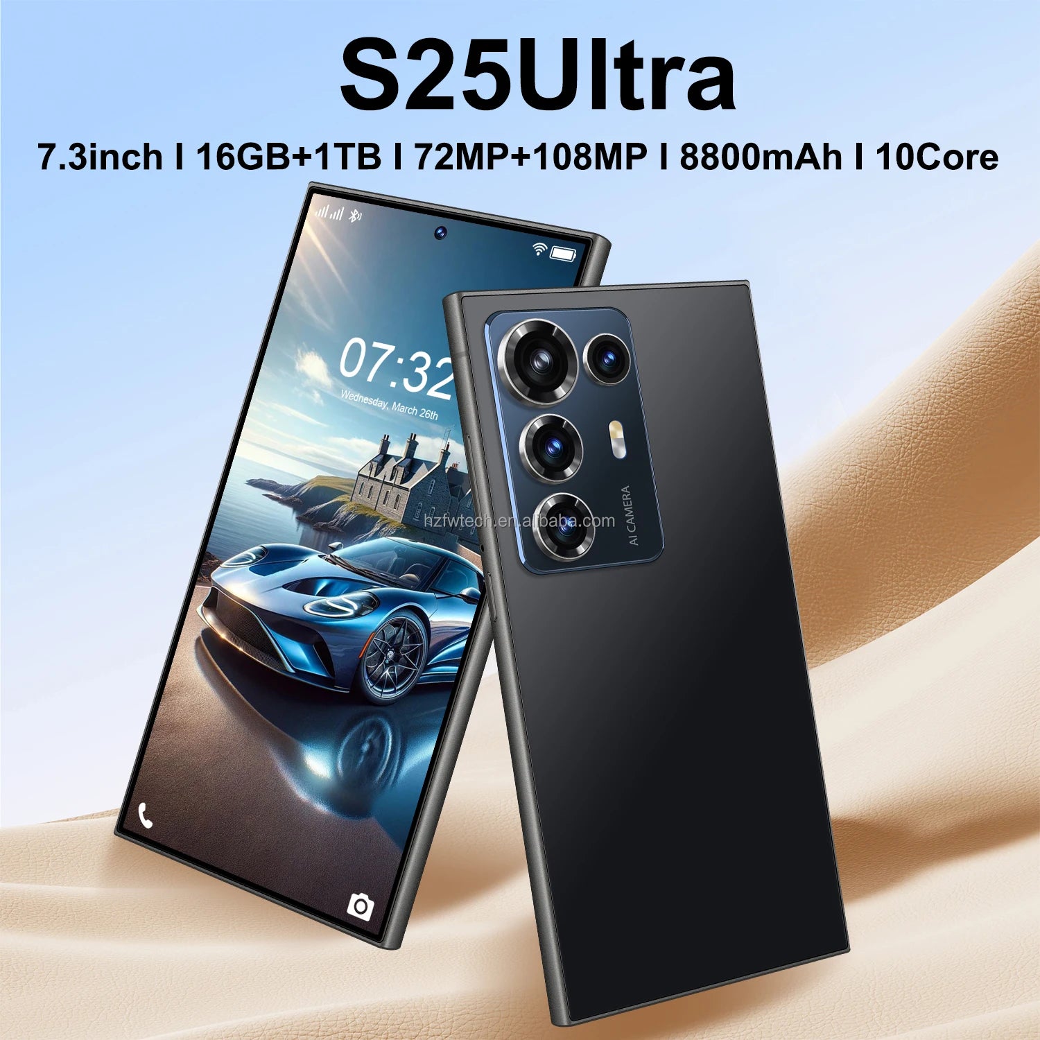 S25 ULTRA 5G Smartphone 7.3 Inch HD Screen 8800mAh Battery 108MP Camera DecaCore Phone CPU MTK Processor LTE CDMA Mobile Phones