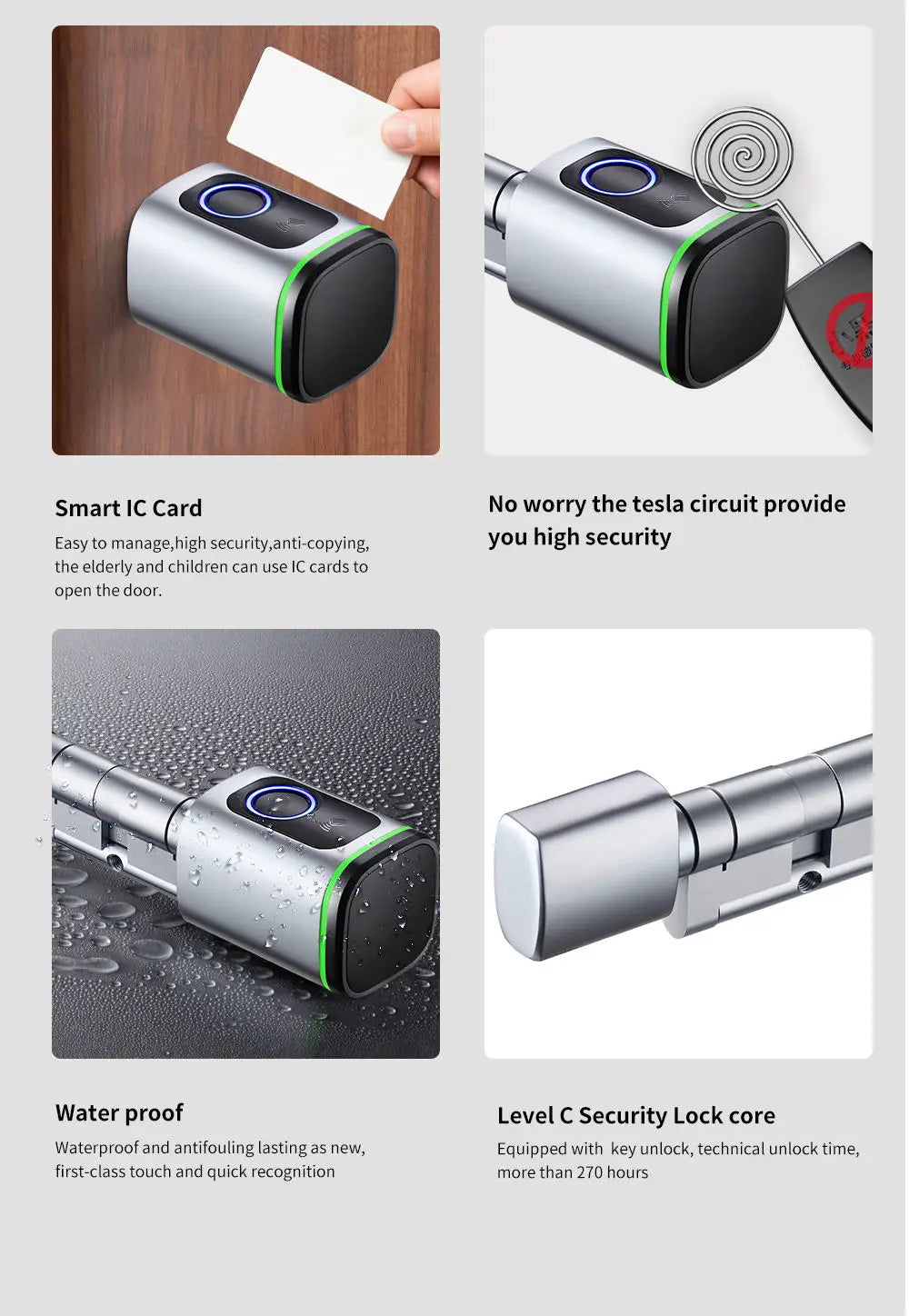 Tuya BLE TT Lock Smart Cylinder Lock with Key Ttlock Electronic with Fingerprint and DIY Cylinder Core Door Lock