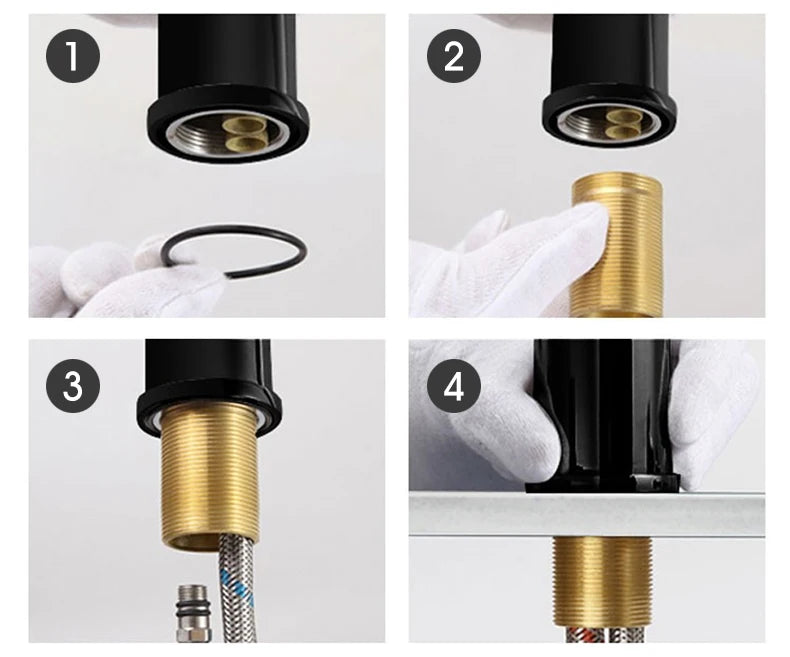 Black Faucet Bathroom Sink Faucets Hot Cold Water Mixer Crane Deck  Mounted Single Hole Bath Tap Chrome Finished ELM457
