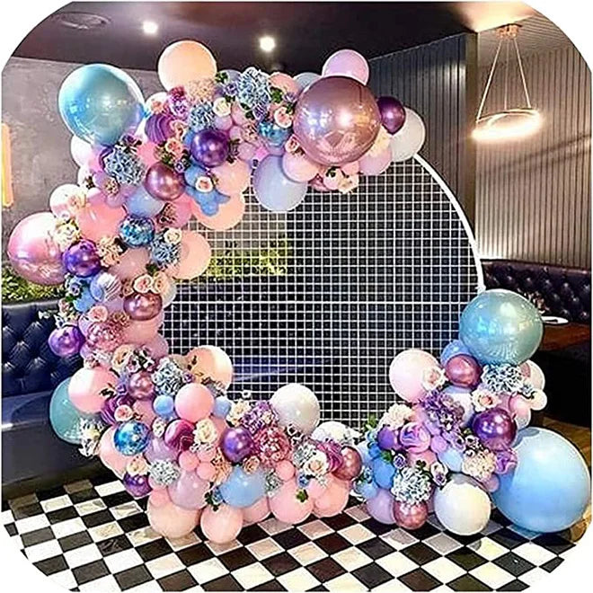 NEW Round Metal Wedding Arch With Mesh Circle Balloon Arch Stand for Outdoor Party Backdrop Decoration Graduation Baby Shower