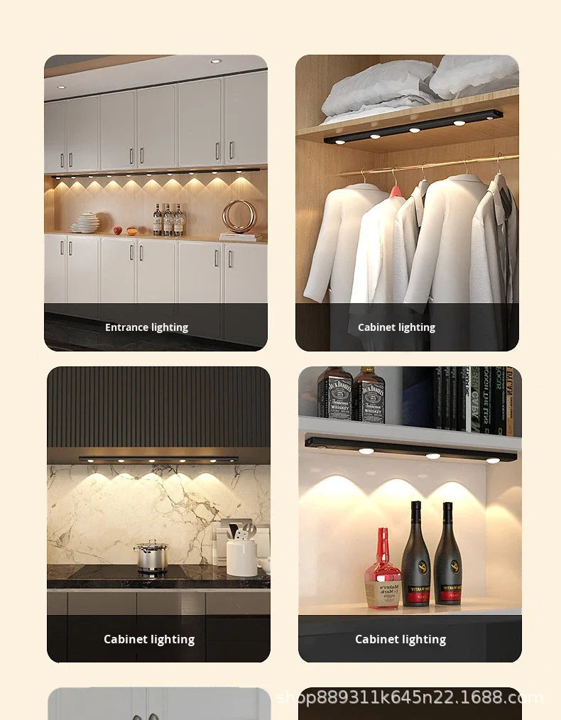 USB Rechargeable Ultra-thin Intelligent Human Body Sensing Wardrobe Light LED Long Cabinet Light Sensing Light