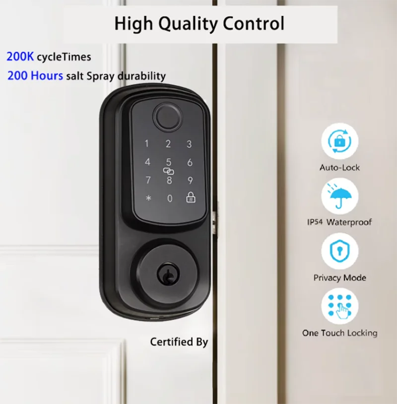 Smart Door Lock for Wood/Steel/Aluminum Doors Zinc Alloy 35-55mm Thickness with Password/Card/WiFi/ Unlock