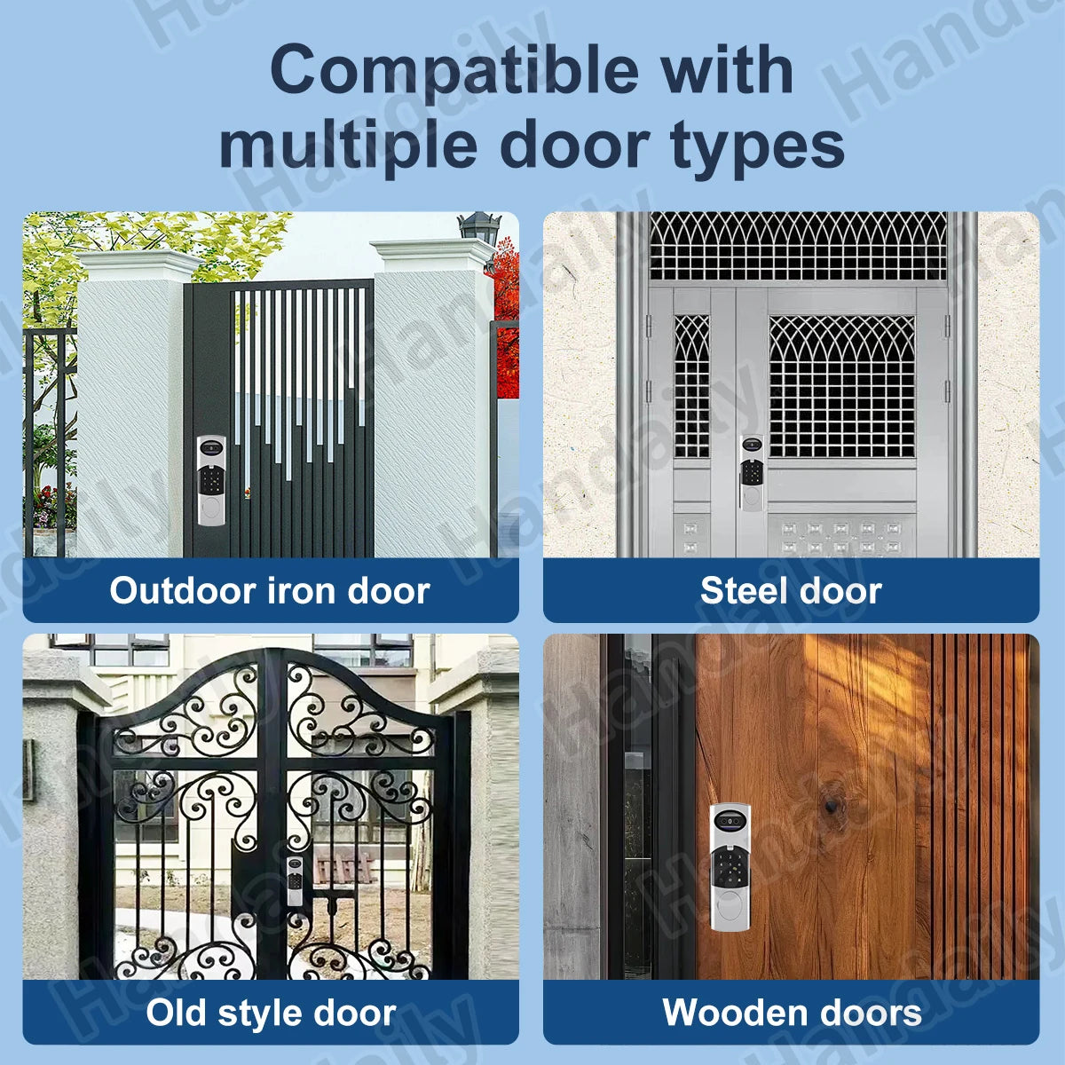 HanDaily Waterproof Lock for Gate Outdoor Wifi Face Recognition Door Lock Fingerprint Password APP RFID Card Digital Lock