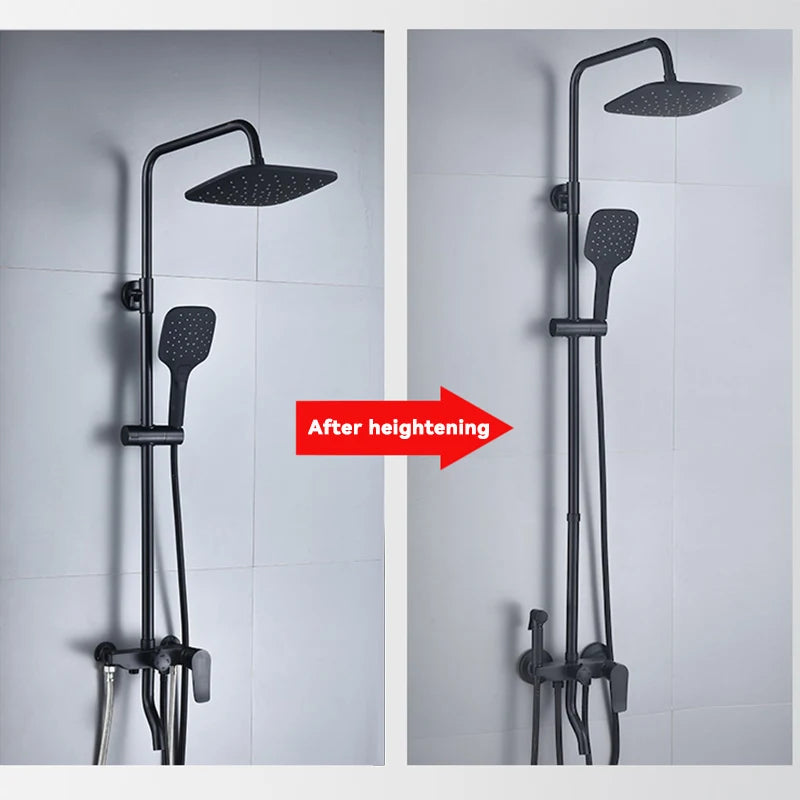 Shower Extender Gray Black Shower Extension Rod Shower Bracket 30\40\50 cm Shower Extension Rod Riser Tube Bathroom Accessories