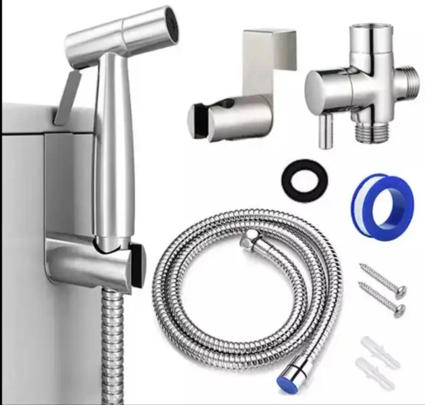 Deao Stainless Steel Handheld Bidet Sprayer Modern Toilet Faucet Adjustable Pressure Diaper Sprayer Set Hose Bathroom