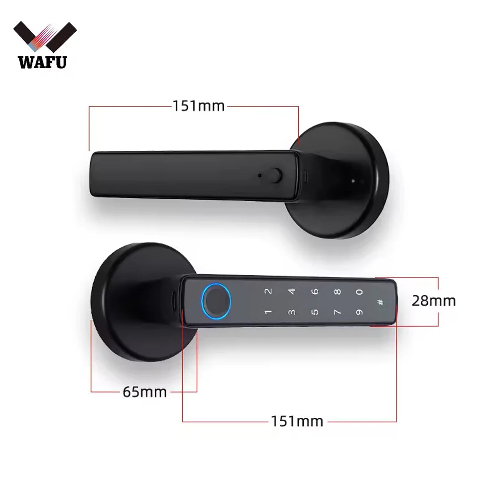 WAFU Mini Tuya Biometric Fingerprint Aluminum Alloy Smart Door Lock for Wood/Steel/Glass Wi-Fi for Bedroom/Office Use