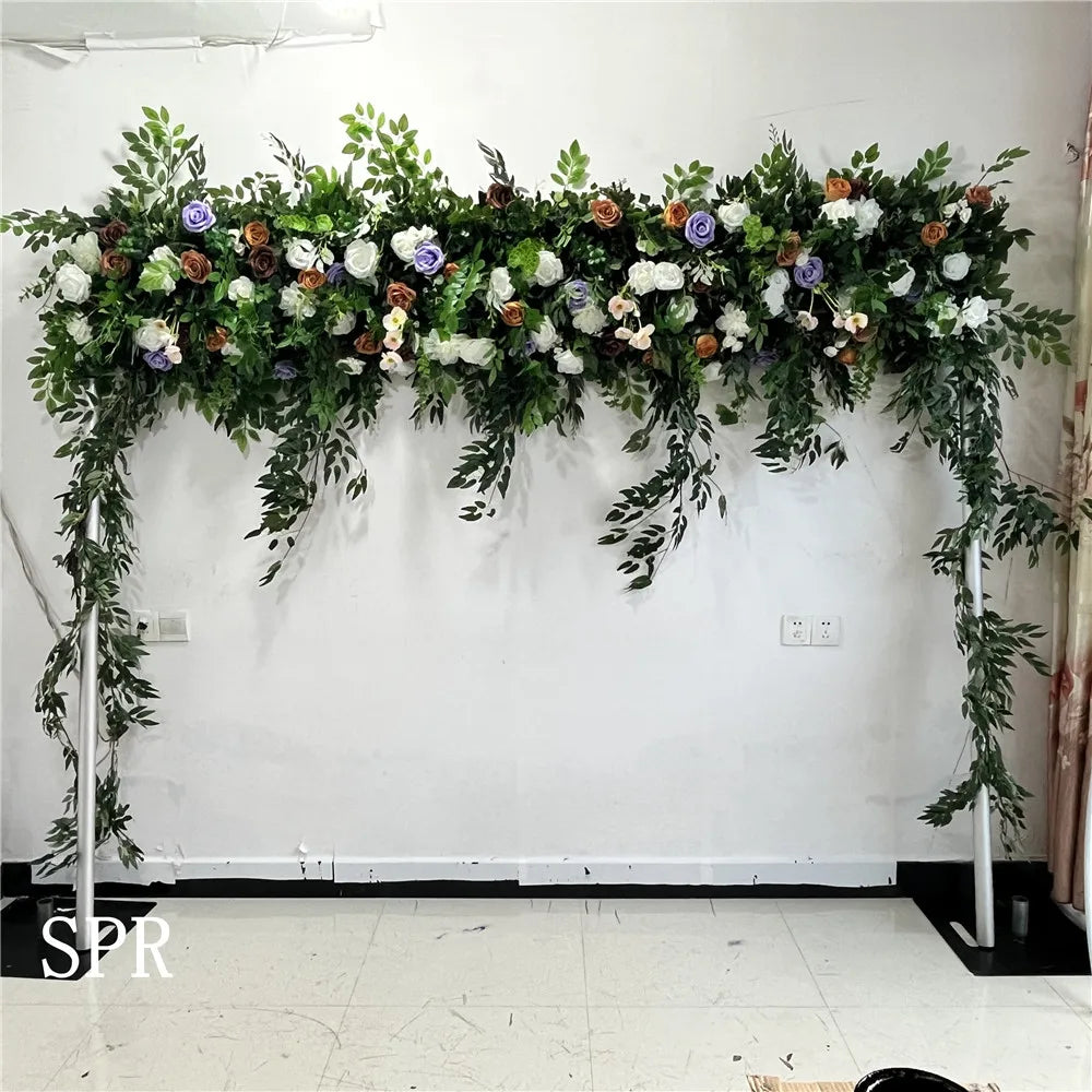 SPR Handmade Purple Roll Flower Garland Artificial Silk Fabric Floral Runner for Wedding Party Birthday Baby Shower Mother's Day