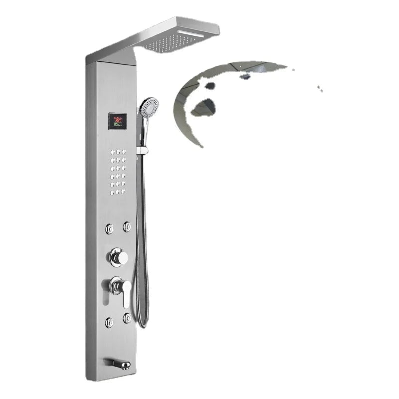 Luxury Hot Sale  Brushed Color Thermostatic Led Rain Shower Head Bathroom Stainless Steel Wall Mounted Waterfall Shower Panels