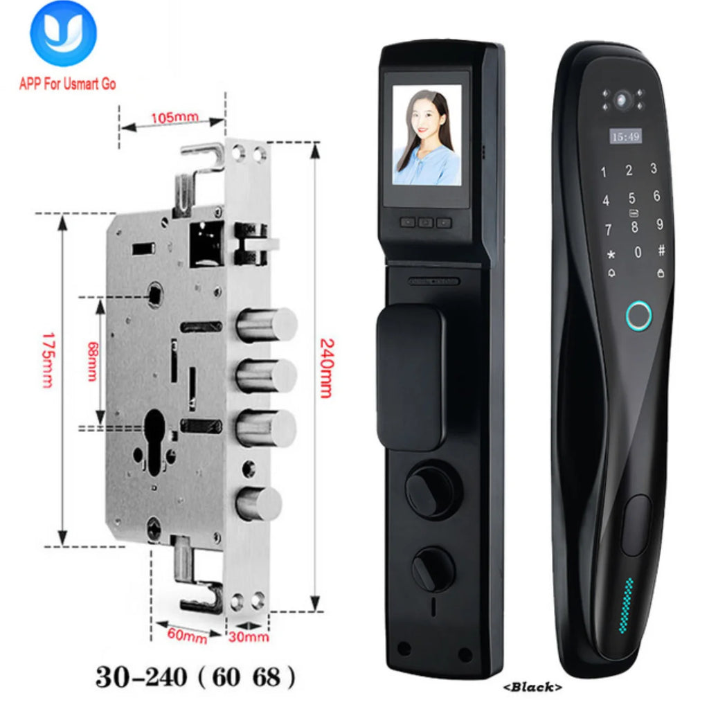 High Quality Smart Biometric Door Lock Automatic Fingerprint Recognition WIFI Video Intercom Mobile App Control Aluminum Alloy