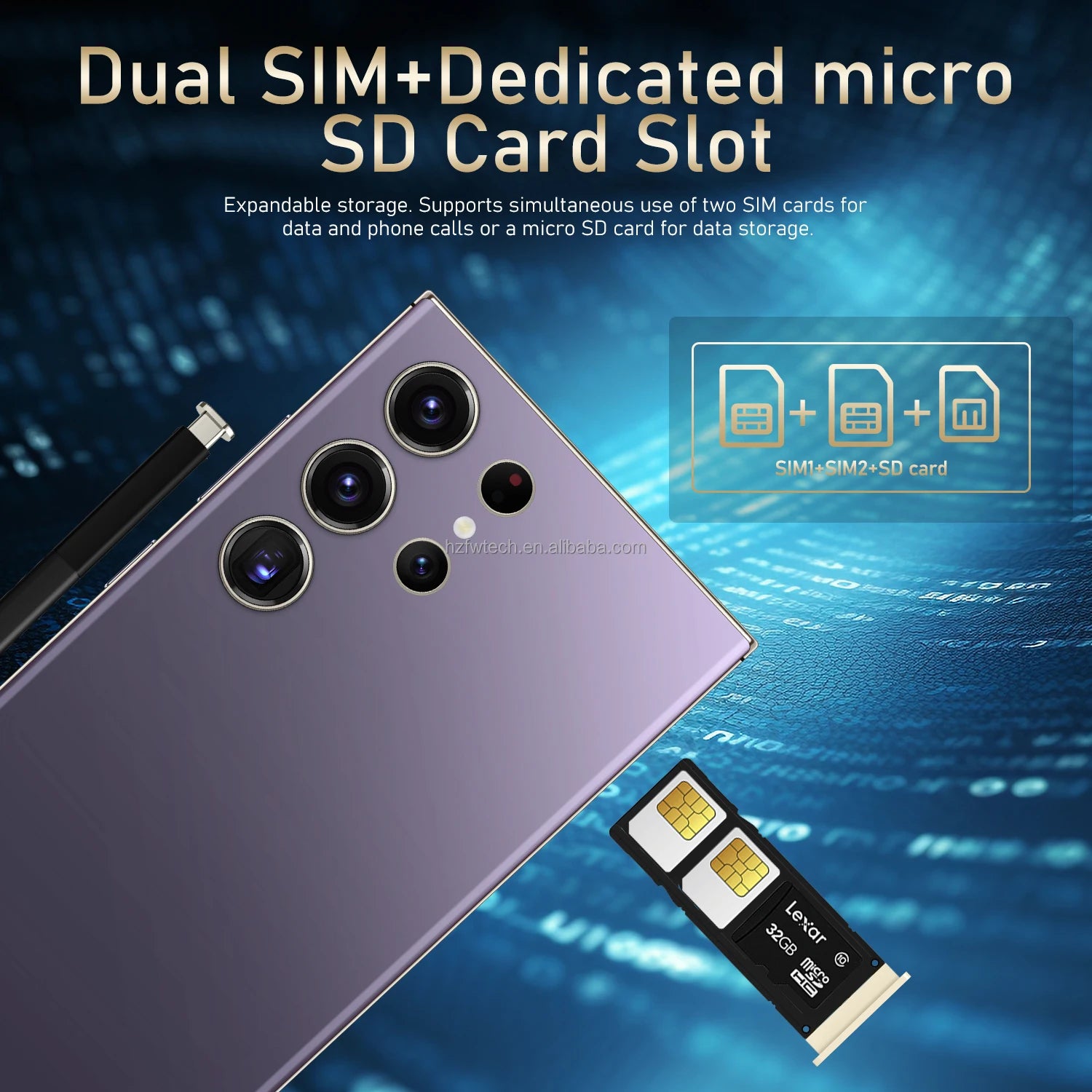 Hot Selling S24 ULTRA 5G Smartphone 7.3 Inch Full Display 48MP+108MP Deca Core Android 14 MTK Processor LTE Mobile Phones