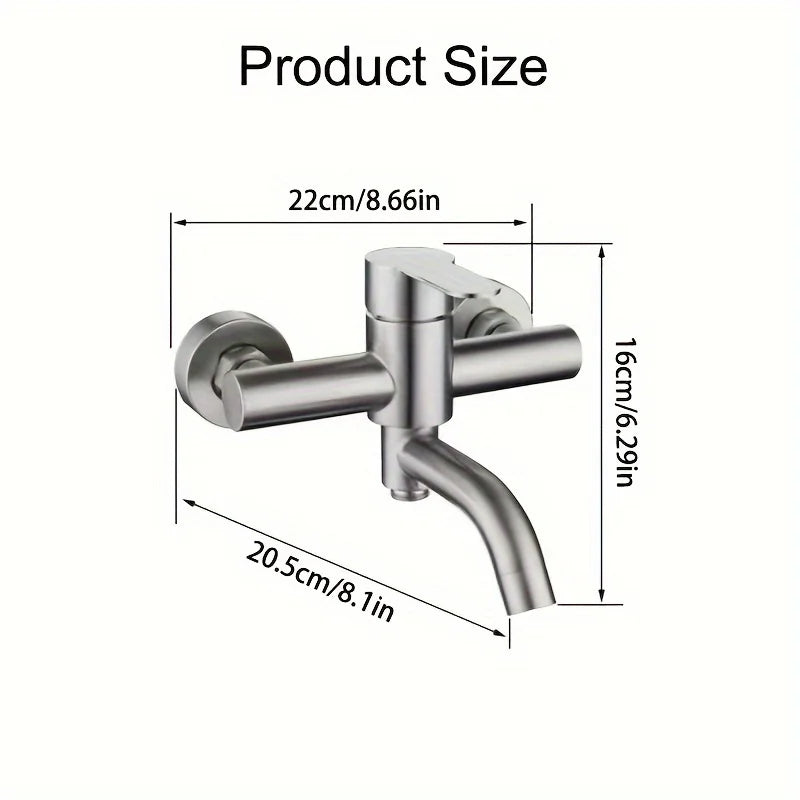 Modern Stainless Steel Wall-Mounted Bathroom Faucet Brushed Hot & Cold Rotate Spout Ceramic Valve Core Bathtub Shower Mixer Tap