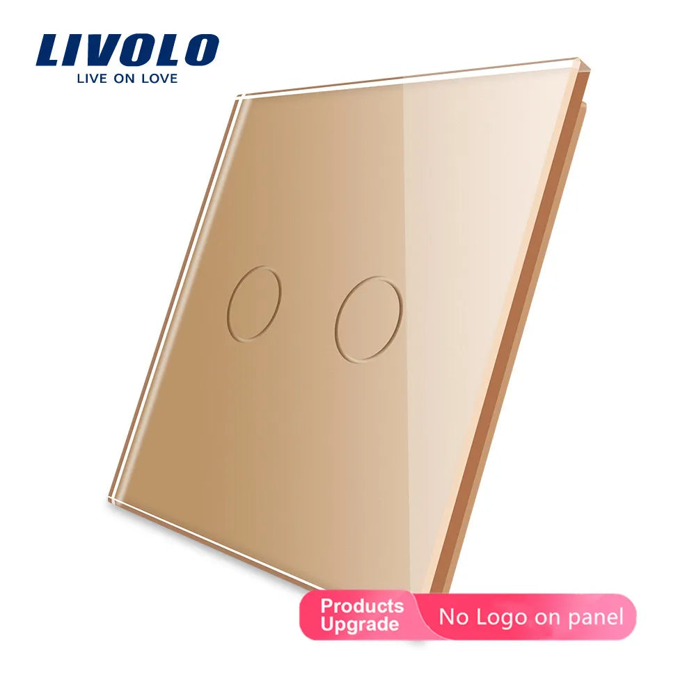 Livolo Luxury White Pearl Crystal Glass, EU standard, Single Glass Panel For 2 Gang  Wall Touch Switch,VL-C7-C2-11 (7 Colors)