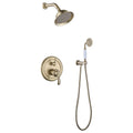 Homein Brushed Gold Double Handle 2-Function Brass Concealed Shower Set, CUPC Certified Pressure Balance Shower System