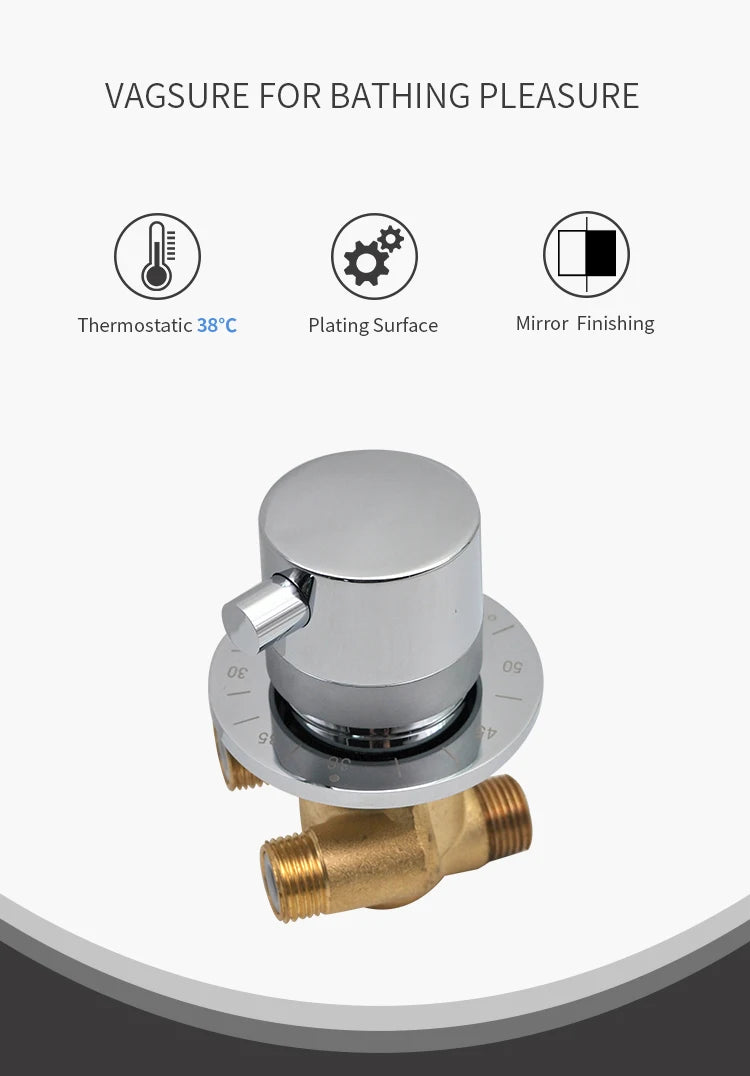 1 Way Output Thermostatic Brass Shower Faucets Wall Mounted Cold&Hot Water Mixing Valve Mixer Tap Thermostatic Shower Valve