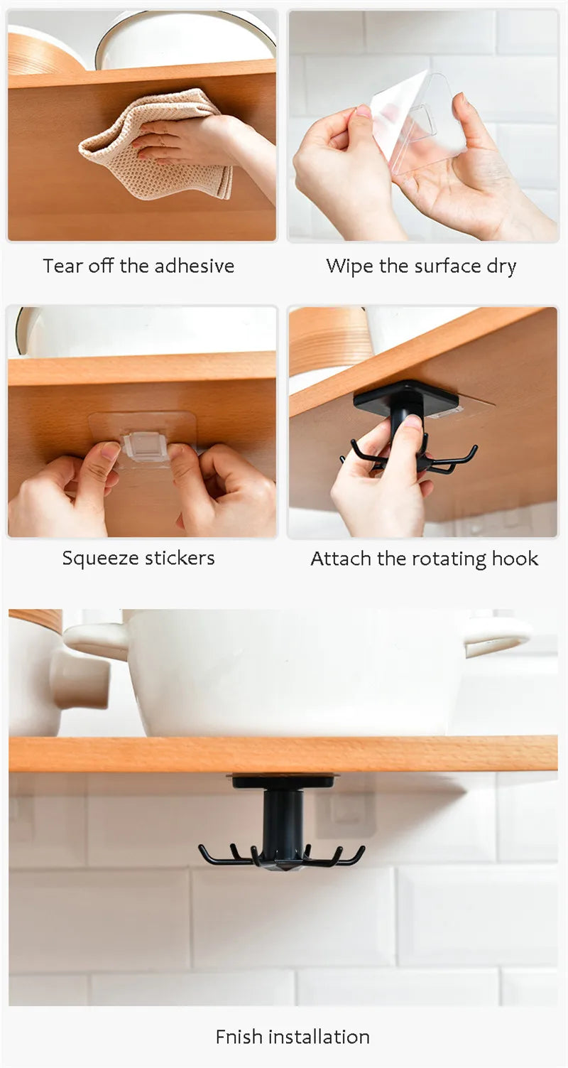 Kitchen Hook Organizer Bathroom Hanger Wall Dish Drying Rack Holder for Lid Cooking Accessories Cupboard Storage Cabinet Shelf