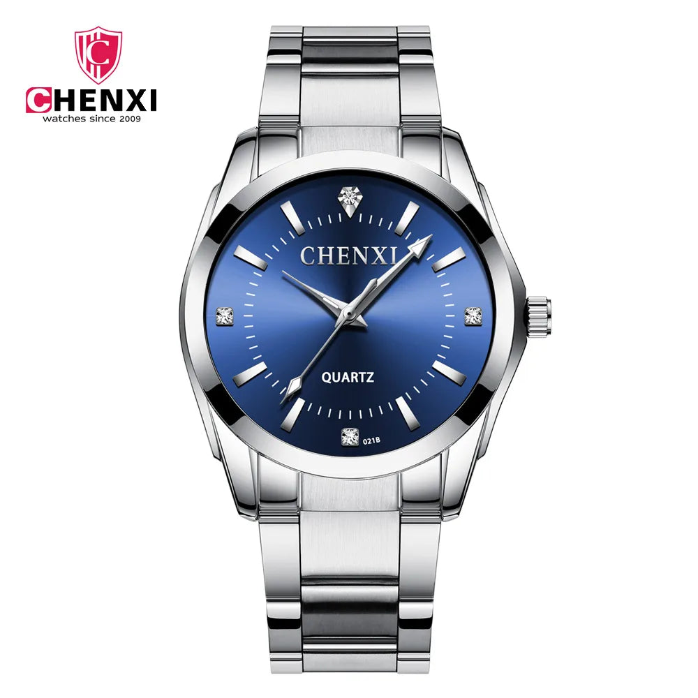 CHENXI Brand Couple Watch Luxury Women's Casual Watches Waterproof Watch Women Fashion Dress Rhinestone WristWatch CX021B