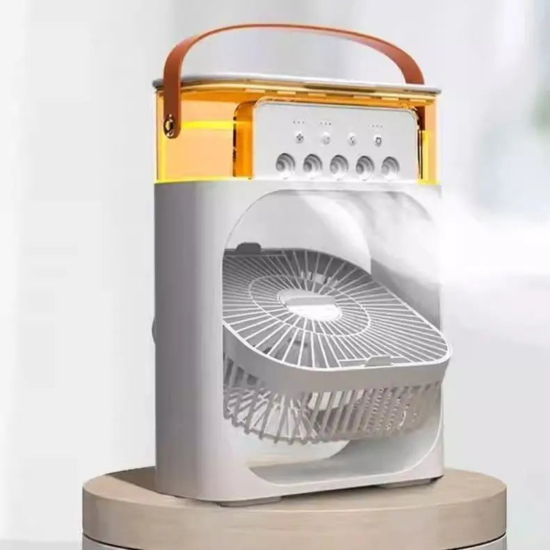 USB-Powered Mini Portable Handheld 3-in-1 Air Cooling Humidifier Fan with Ice Function for Outdoor & Car Use