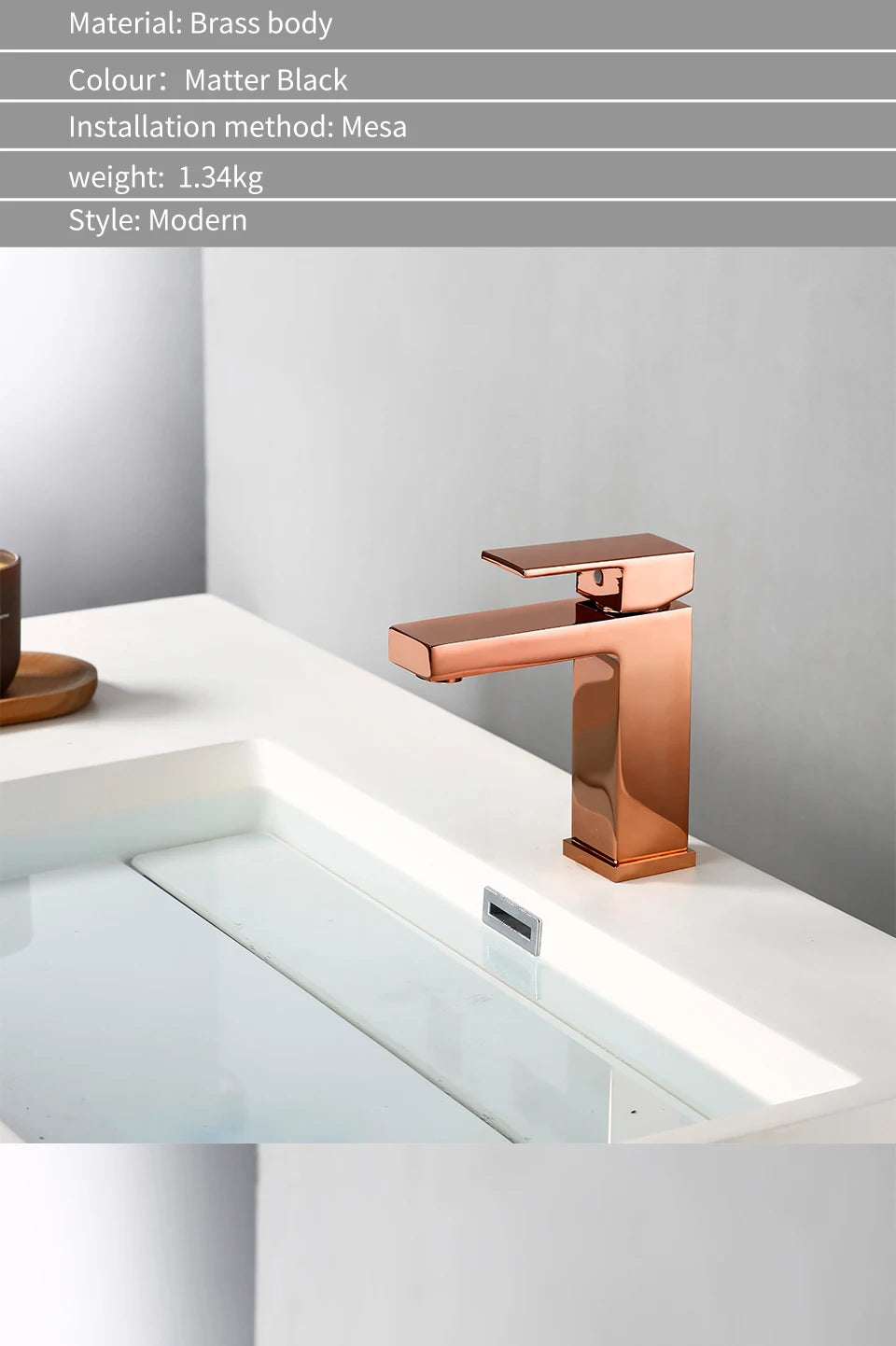 Bagnolux Rose Gold Single Hole Deck Mounted Brass A Handle Cold Hot Mixer Sink Tap Basin Water Tapware Bathroom Faucet