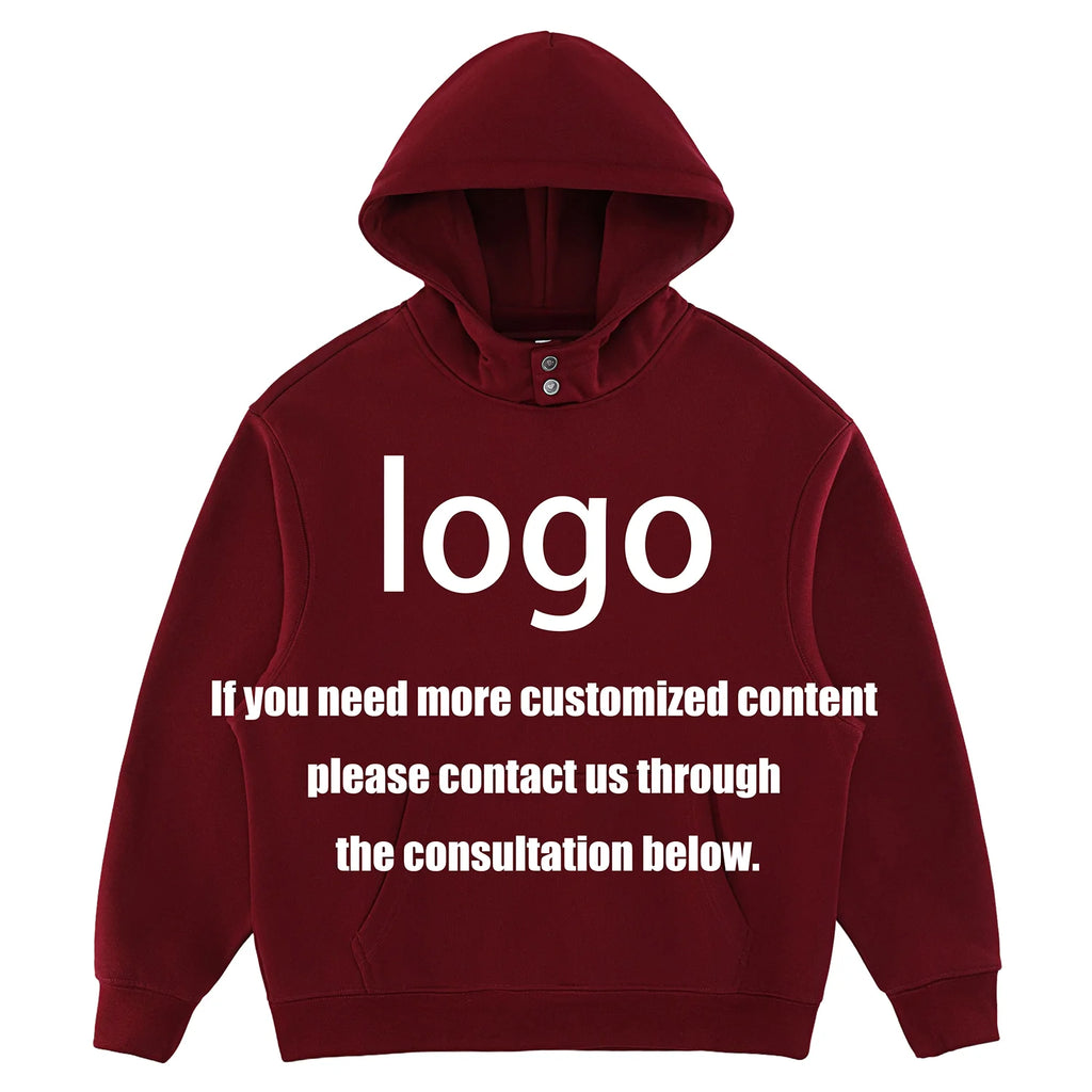 Double Button Closure Hood Drop Shoulder Cotton Blend Casual Top Quality Men's Custom Designer Oversized Hoodie