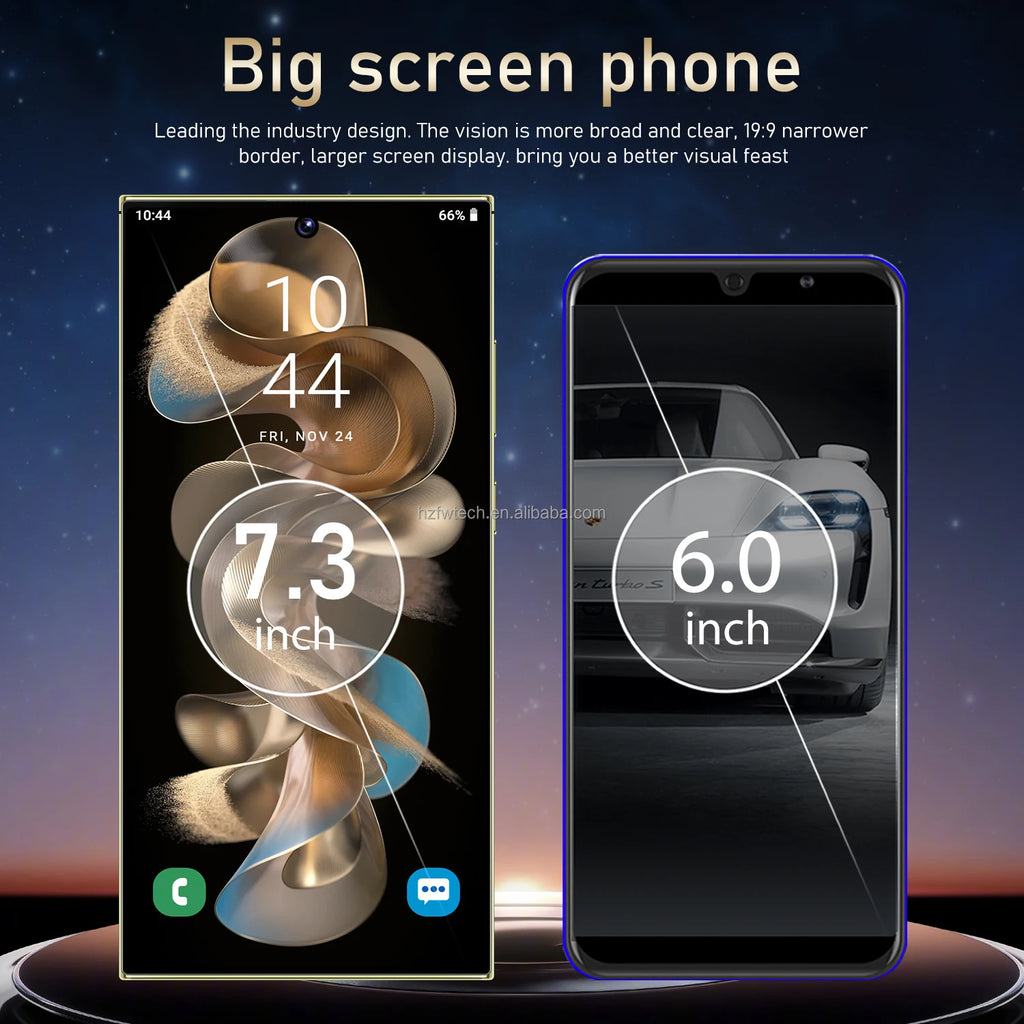 Hot Selling S24 ULTRA 5G Smartphone 7.3 Inch Full Display 48MP+108MP Deca Core Android 14 MTK Processor LTE Mobile Phones