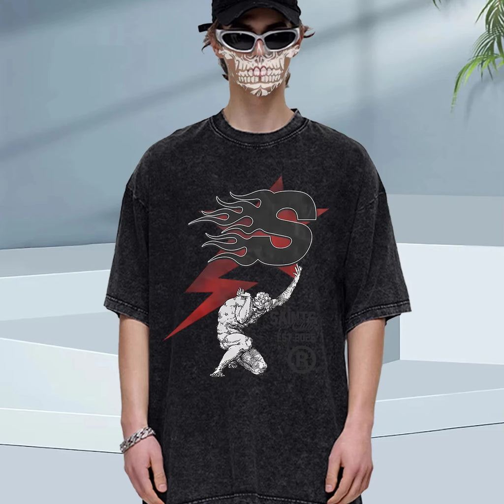 Mens Oversized Basic Tee 100 Cotton 2025 Washed Soft Round Neck 5 Colors