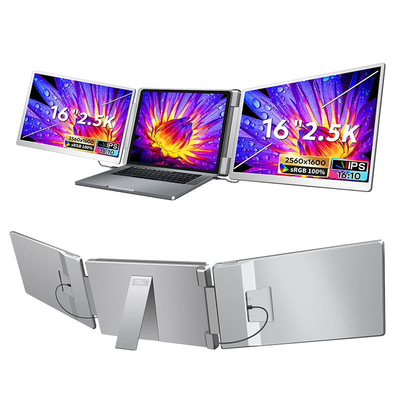 New Product Ideas 2026 Technology Double Slided 16 Inch 2.5k Lcd Screen Portable Laptop Triple Monitor Extender