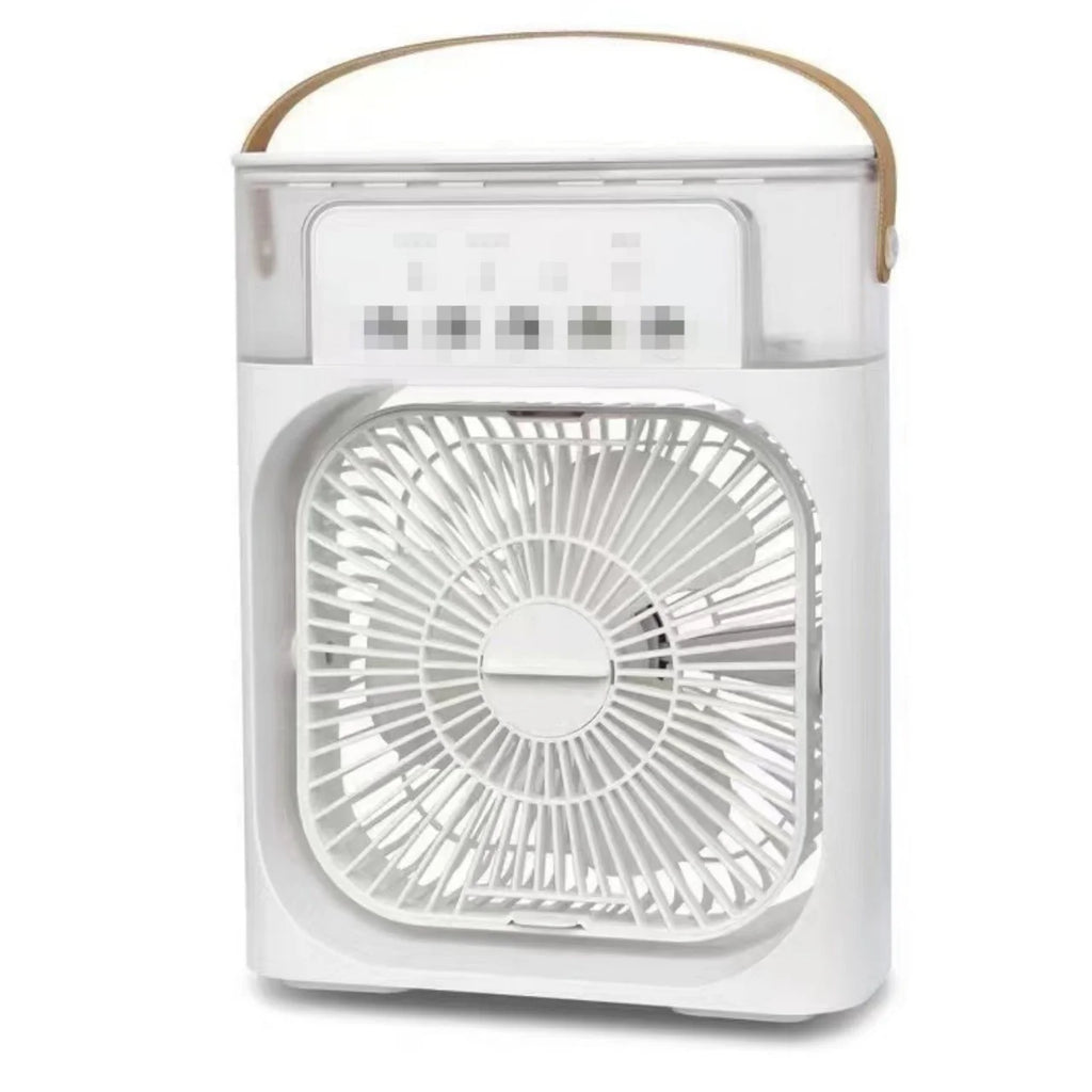 Five-Hole Small Electric Fan for Office Student Dormitory 5V Strong Wind with Light Humidify Function for Household Use