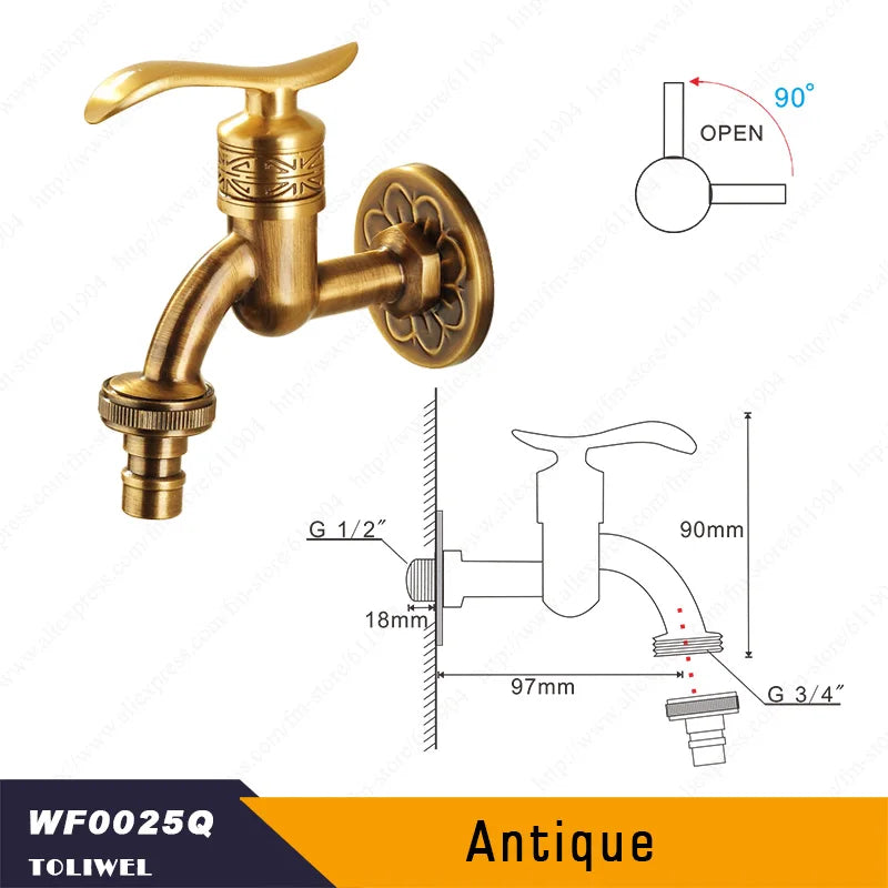 Antique Brass Bathroom Wall Mount Sink Basin Cold Water Faucet Tap G 1/2 Inch Outdoor Garden Hose Faucet Mop Sink tap TWL031