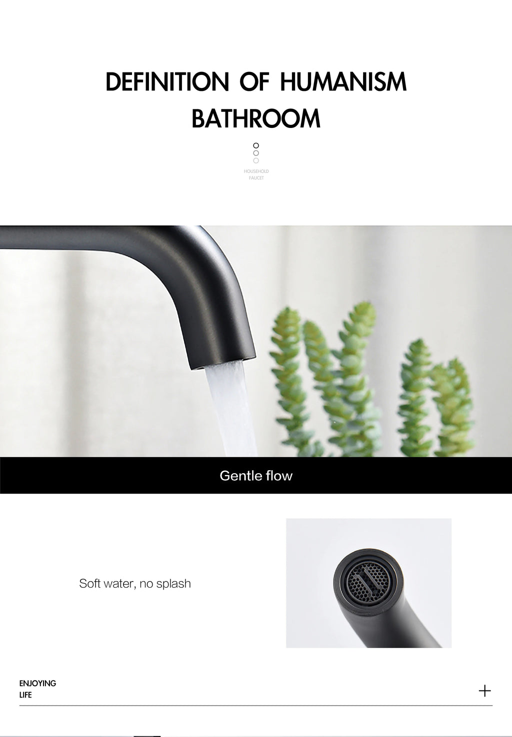 Modern Wall-Mounted Black Brass Bathroom Faucet with Concealed Design 2-Hole Single Handle Cold and Hot Dual-Control Basin Tap