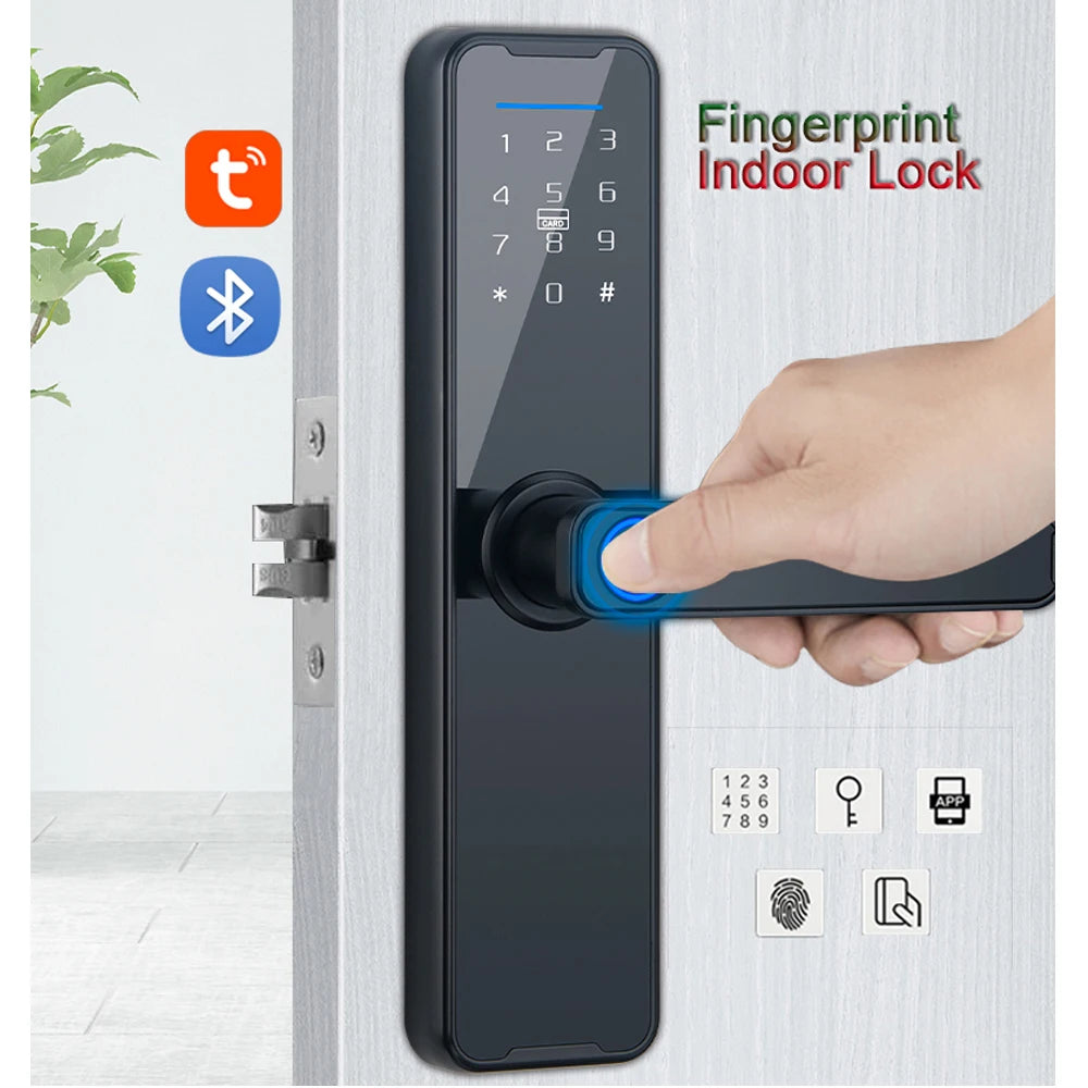 Factory Price Cheap Aluminum RFID Card Password Fingerprint Unlock Electronic Ble WiFi Tuya App Smart Door Lock