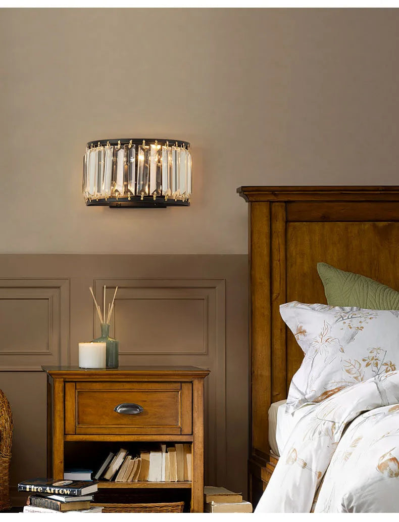 Modern Light Luxury Crystal Wall Lamp Bedroom Bedside Simple Atmosphere Living Room Background Minimalist Room Lighting