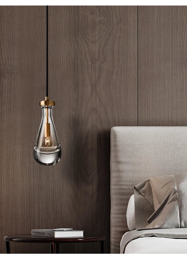 Modern light luxury drop pendant lamp simple creative restaurant bar bedside crystal pendant light