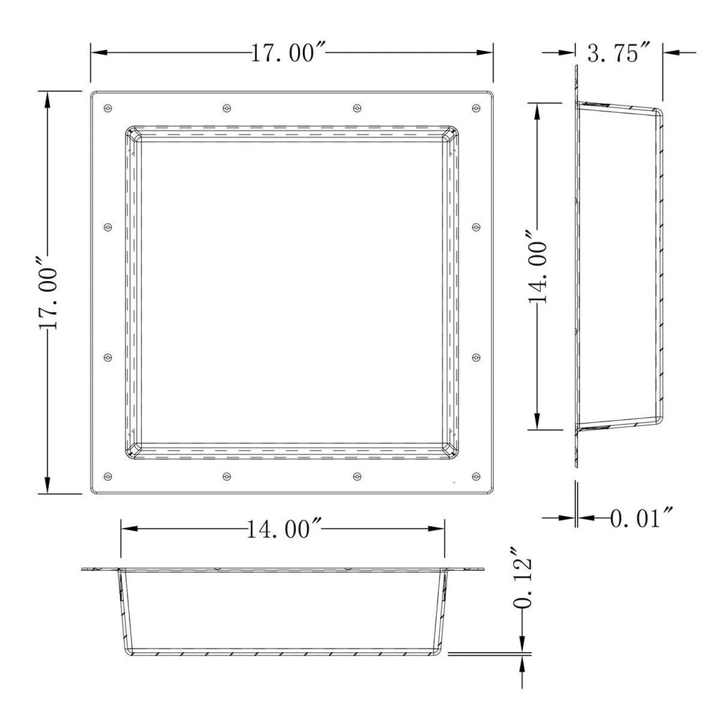 ABS 17"x17" Square Waterproof Recessed Shower Niche for Hotels & Houses