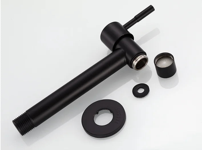Wall Mounted Faucet Single Cold Sink Tap Black Water Tap for Bathroom Washing Machine Sink Mop Pool