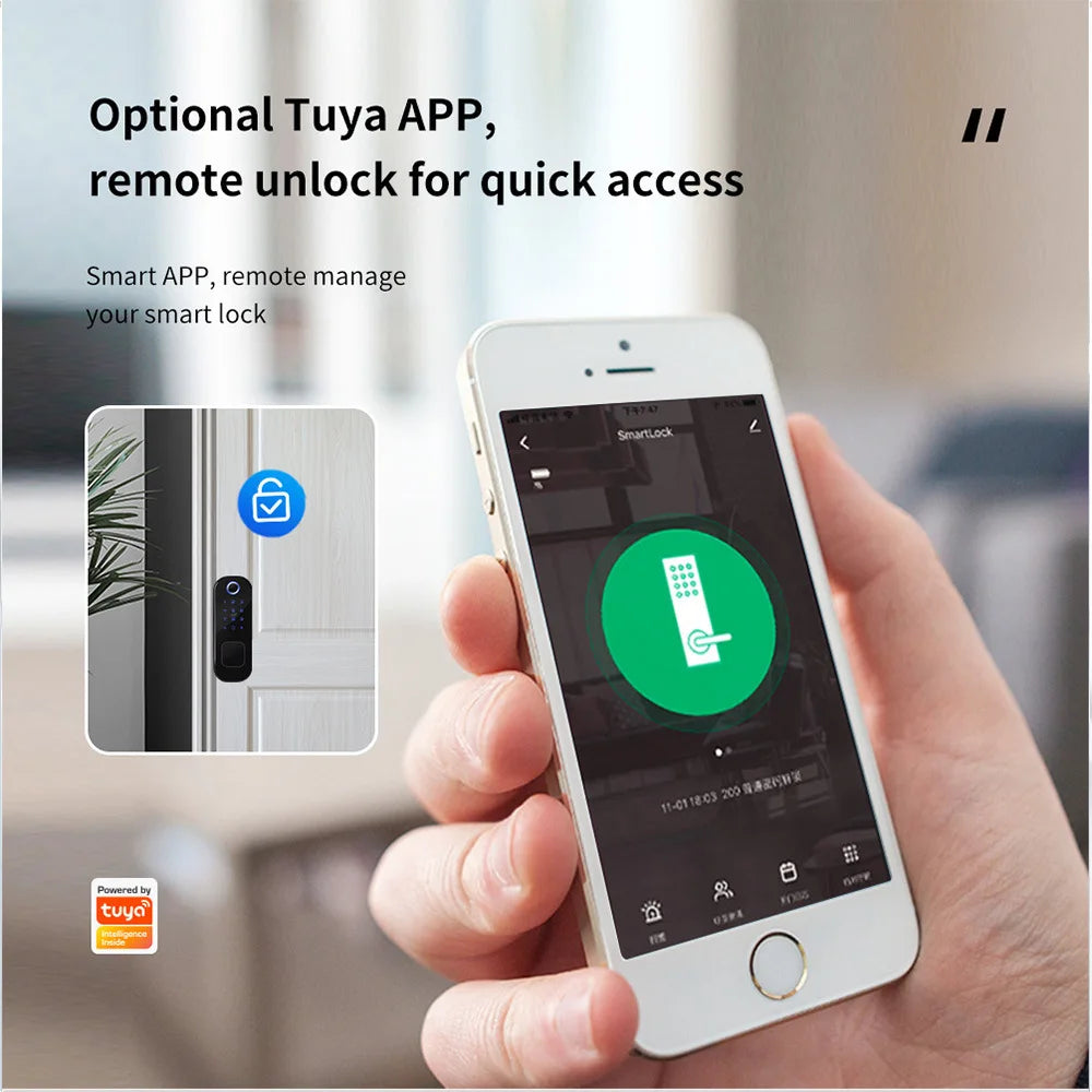 Digital Glass Door Smart Lock Fingerprint Tuya WIFI Remote Hotel Smart Door Lock Digital Smart Lock Front Door Key Ic Card