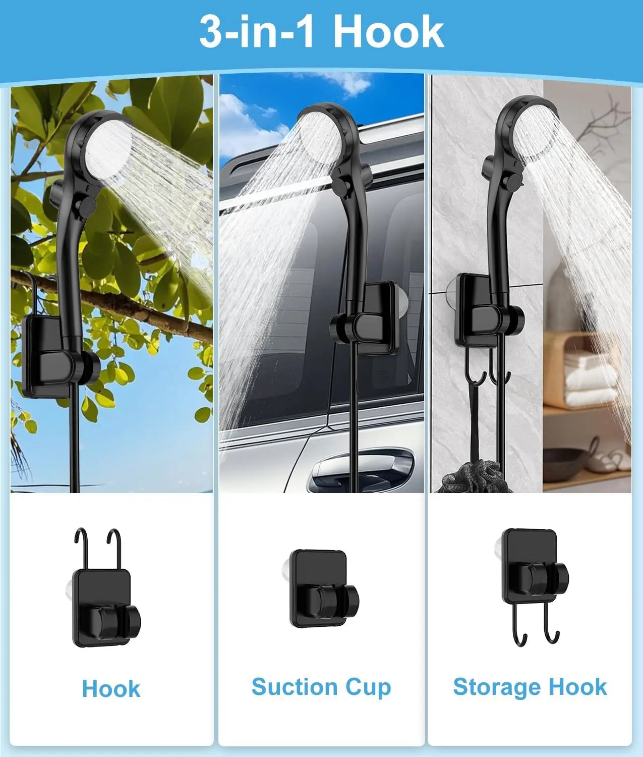 Portable Shower for Camping Outdoor Electric Shower Rechargeable Pump with 20L Collapsible Bucket