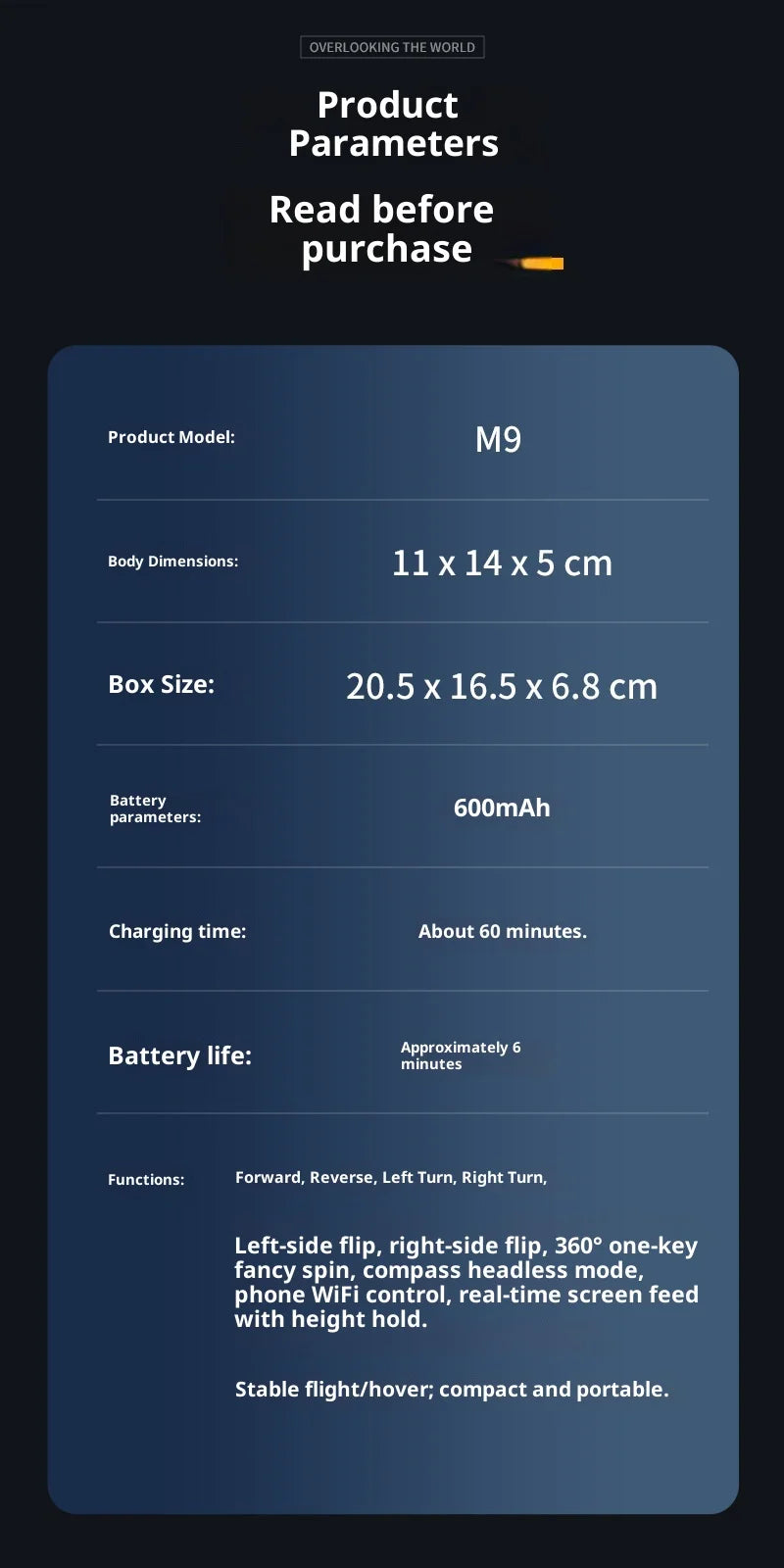 New M9 Drone Dual Camera Optical Flow HD Aerial Photography Quadcopter RC Aircraft Toy with WiFi FPV Foldable Smart Follow Drone