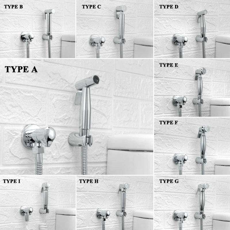 Shower Douche Toilet Bidet Sprayer Kit Chrome Polished Brass Bathroom Wall Mount Single Cold Valve Handheld Bidet Shattaf Set