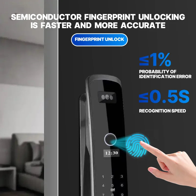 3D Face Recognition with Camera Smartlock WIFI Wishome APP Fingerprint Password Nfc Door Lock Fully Automatic Face Smart Lock