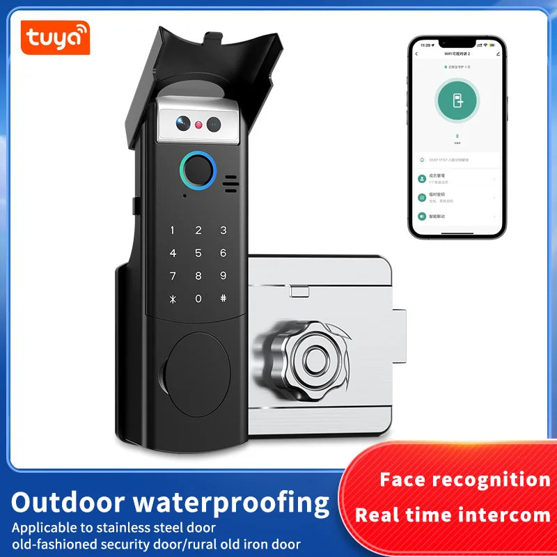 Outdoor Weatherproof Wireless Electric Gate Smart Lock 4G Combination Digital Wood Door Fence Mobile App Wood Latch Enclosure