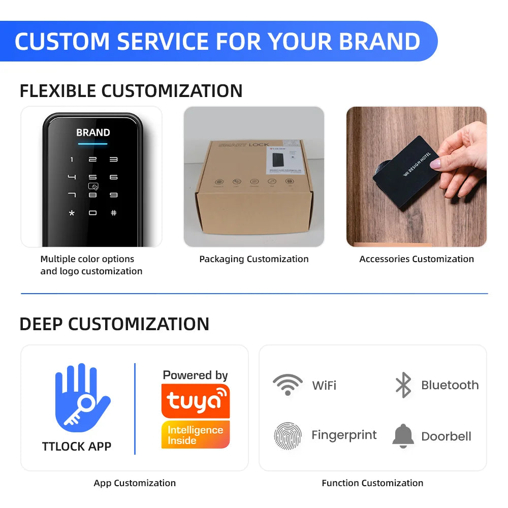 Locstar Cerradura Inteligente Tuya TTlock App Digital Fingerprint Password Card Keyless Entry Smart Home Door Lock for Bedroom